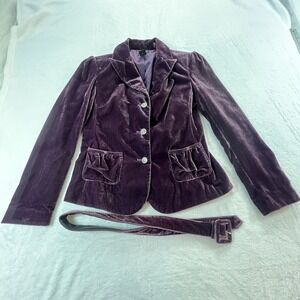 Cami Womens Velvet Blazer Jacket Sz 6 Purple Y2K Whimsigoth Party NYE Holiday